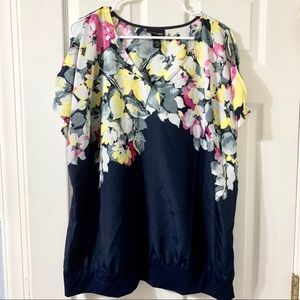 Lane Bryant Split Sleeve Bright Print Blouse 2x 16 18 flowy plus size top